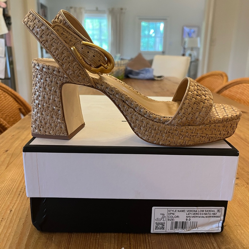 Larroudé raffia Dolly Verona Low Sandal size 9